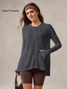 OutZeal 女士防紫外线速干凉感带拇指孔连帽宽松防晒夹克，适合露营和徒步旅行