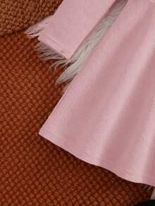 Cute Colorblock Long Sleeve Dress, Collegiate Style For Young Girls - Pink - View 3