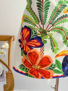 Soleia 加大码女式热带椰子树棕榈叶印花裹身裙，海滩度假装