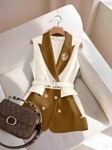 Áo khoác blazer không tay thanh lịch cho nữ cỡ lớn - Nhiều màu - Xem 1