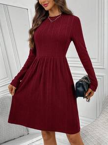 EMERY ROSE Robe femme à manches longues coupe slim décontractée, convient pour l'automne/l'hiver