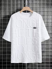 Claim Dot Camiseta de hombro caído con letras en relieve y parches - Blanco - Ver 3