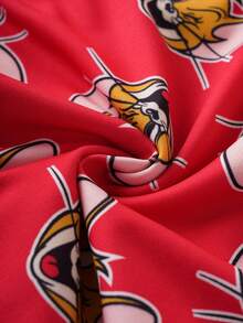 TOM & JERRY X SHEIN 男士舒适柔软卡通图案字母条纹平角内裤 - 紅色 - 查看 6