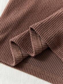 PrepCrw 2pcs/Set Girls Knitted Colorblock Turtleneck Long Sleeve Casual T-Shirt - Multicolor - View 6