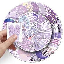 50张/包紫色励志英文语录系列行李箱涂鸦贴纸，适用于手机壳、笔记本、头盔、滑板，防水不易脱落，粘性好，装饰性DIY贴纸，也适用于节日、生日和其他场合。 - 彩色 - 查看 7