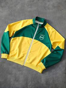 Aesthetic Post Cárdigan de cuello alto para hombres PAVTROS, estilo urbano con bloques de color, casual deportivo, adecuado para vacaciones y viajes, estético, Mardi Gras, vintage, vacaciones, "Amo a mi novio", Día de San Valentín, jersey de equipo con media cremallera para hombres - Multicolor - Ver 2