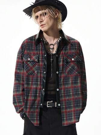 Men's Casual Plaid Long Sleeve Shirt, Autumn