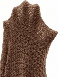 EMERY ROSE Áo khoác cardigan nữ màu trơn, kiểu dáng thường ngày, đa năng cho mùa thu/đông. - màu nâu - Xem 9