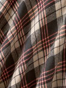 GlowEve CURVE 大码优雅羊毛格纹A字裙，带侧口袋 - 咖啡棕 - 查看 5