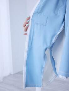 ROMWE Kawaii Subculture Cross Contrast Color Cat Frill Hooded Loose Women Long Sleeve Jacket - Multicolor - View 11
