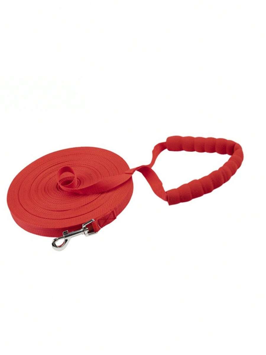 1pc This Foam-Handled Pet Leash Is Suitable For Long-Distance Leashing And Leash Handling, Allowing Owners To Control Their Pets Over Extended Periods, Making It Ideal For Outdoor Use. - Red - View 1