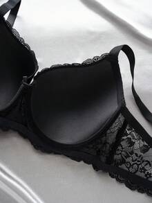 Esselle 1pc Plus Size Lace Underwire Bra - Multicolor - View 4