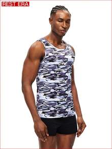 Rest Era 男士圆领迷彩背心 - 彩色 - 查看 4