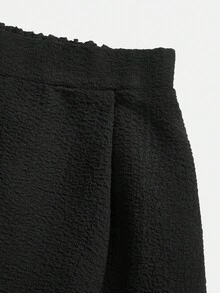 SHEIN Tween Girl Casual Elegant Commute Street Jacquard Striped Button Front Sleeveless Vest Top And Straight Leg Pants Set Summer Outfits - Black - View 5