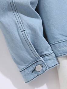 Manfinity Homme Áo khoác denim dài tay có mũ, màu trơn, phong cách thường ngày dành cho nam. - Rửa nhẹ - Xem 5