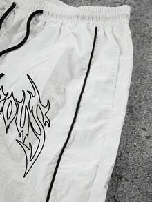 Sport MetroGents Men's Letter Print Drawstring Waist Loose Fit Sweatpants - White - View 5