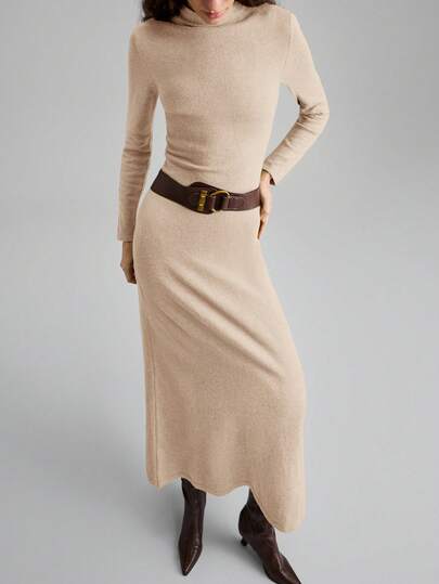 Ontre Vestido de punto ajustado con cintura ceñida de mezcla de lana, versátil para el tránsito urbano, negocios, casual, oficina, elegante fiesta, San Valentín, verano - Nuevas llegadas Primavera/Verano 2026 para mujer