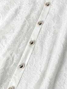 GlowEve CURVE Plus Size Elegant Commuter Simple Solid Color Lace A-Line Skirt - White - View 4