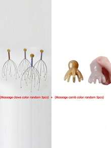 章鱼头部按摩器，手持式头部按摩工具，放松和提神头部，一款特殊的头部抓挠和按摩工具，带有爪子，可疏通和按摩头部，易于清洁和携带，放松身心，是馈赠佳品（颜色和款式随机）。 - 彩色 - 查看 10