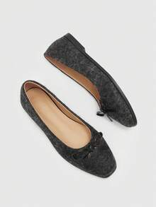 CUCCOO BIZCHIC Women's Comfortable Casual Velvet Bow Shoes Valentine's Day - Black - View 10