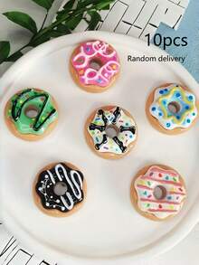 5个10片装迷你甜甜圈造型冰箱贴，色彩缤纷，可爱磁性装饰，适用于厨房、白板、办公室橱柜、洗碗机等家居收纳，趣味桌面配件，礼品之选。 - 彩色 - 查看 4