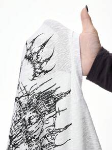 ROMWE MEN Street Life Men's Fashionable Casual Retro Print Long Sleeve T-Shirt - White - View 8