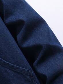 Manfinity Homme Men's Casual Washed Denim Hooded Jacket Jackets For Men Zip Up - Dark Wash - View 5