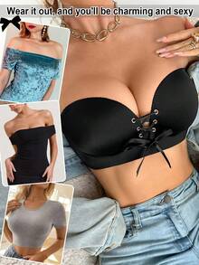 DesireSculpt 1pc Women's Wireless Smooth Supportive Bra, Black - Black - View 6