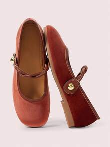 CUCCOO DOLLMOD Mujeres Casual Versátil Commute Simple Hebilla Planos - Óxido marrón - Ver 2