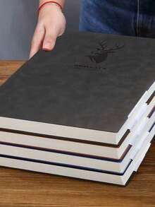 Deer Head Design A4 Large Notebook 100 Sheets 200 Pages Premium Eye Protection Paper Durable Soft Cover Ergonomic Writing Pad For Business University Office Note Taking Journal Planner Study Supplies Stationery Gift - A4 - View 4