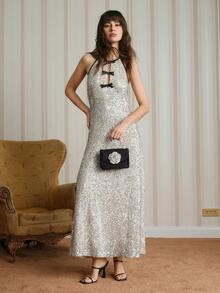 SHECARRY New Rhinestone Flower Handbag, Elegant Tote Bag, Fashionable Crossbody Bag, Formal Party Clutch - Black - View 10