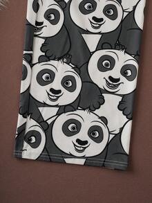 SHEIN Kung Fu Panda Tween Boy Cute Panda Allover Print Long Sleeve Top And Pants Pajama Set, Spring/Autumn - Multicolor - View 6