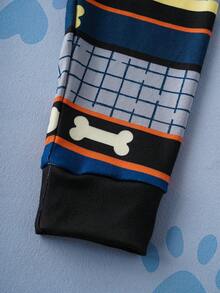 SHEIN | PAW Patrol Bộ đồ ngủ 2 món in hình chó dành cho bé trai, gồm áo dài tay cổ tròn và quần, chất liệu dệt kim co giãn thoải mái. - màu đen - Xem 5