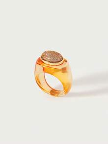 Glisma 18K镀金简约优雅时尚戒指，适合派对、夜店、购物、复古等场合，品质上乘，镶嵌锆石，西式珠宝，彰显古典韵味，宝石点缀，秋冬百搭，送给妈妈/女士/女孩/母亲的理想之选，情人节礼物佳品。 - 橘色 - 查看 3