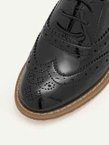Cozy Pixies All-Match Versatile College/British Style Baby Elastic Glossy Leather Oxford Dress Shoes, Flats, For Spring And Summer - Black - View 8