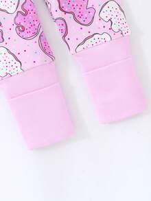 新生女婴粉色动物饼干数码印花长袖双拉链连体衣