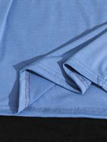 Set de 3 camisetas de punto con cuello redondo y estampado gráfico de letras para niño preadolescente, adecuado para la escuela y salidas, primavera/verano - Neblina azul - Ver 4