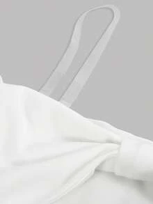 Girlism 少女露肩蝴蝶结装饰白色派对迷你连衣裙 - 白色 - 查看 3