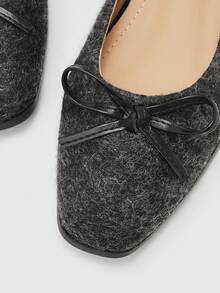 CUCCOO BIZCHIC Women's Comfortable Casual Velvet Bow Shoes Valentine's Day - Black - View 7