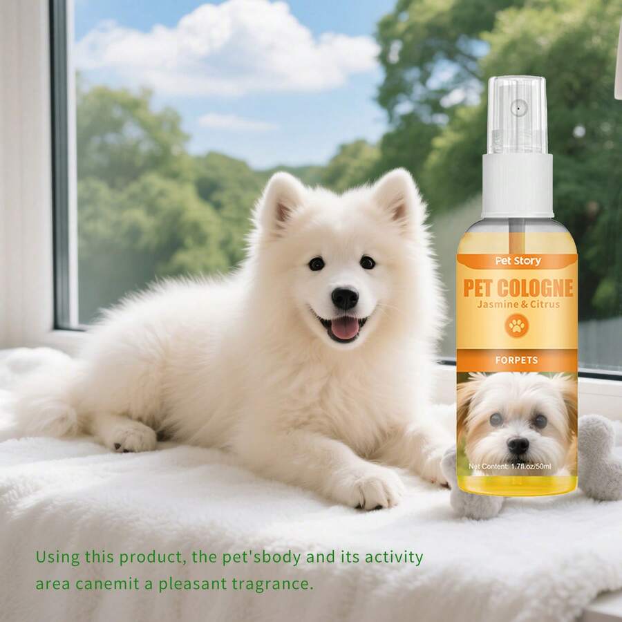 1pc/2pcs Parfum Hewan Peliharaan Bebas Alkohol, Kualitas Ekspor, Kemasan Bahasa Inggris, Cologne Hewan Peliharaan, Semprotan Penghilang Bau Universal untuk Kucing dan Anjing. - 50ml - View 1