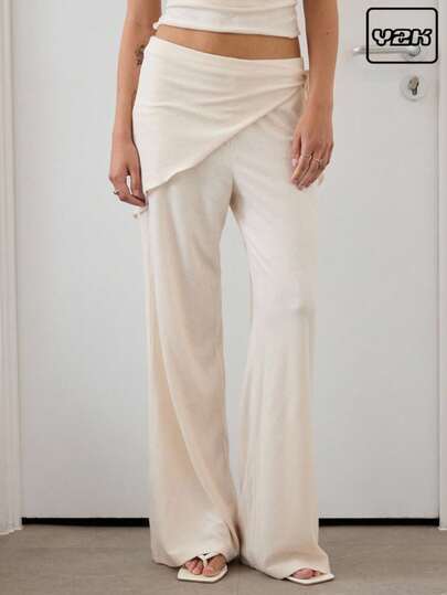 COUREZ Towelling Flared Joggers With Overlay Skirt /Y2K Street Wear Summer Outfits For Women Summer Bottoms Vacation Vintage