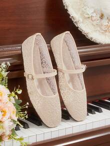 CUCCOO HITCHD 女士提花搭扣设计时尚高跟鞋，适合日常穿着 - 杏色 - 查看 5