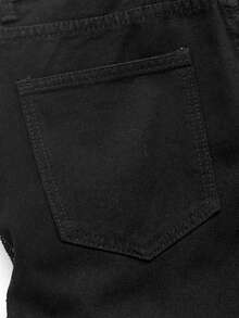 ROMWE MEN Jeans acampanados con adornos de rhinestones de moda para hombres - Negro - Ver 5