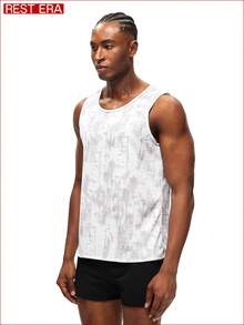 Rest Era Men's Casual Tie-Dye Printed Base Layer Top, Summer