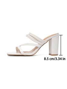 CUCCOO SZL 两穿式粗跟金色凉鞋，适合通勤、约会、派对等各种场合。 - 白色 - 查看 4