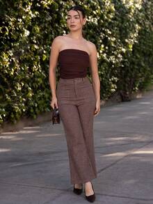 Andrea Bello Quần da thắt lưng kẻ caro hai túi đơn giản cho nữ phong cách cổ điển - Nhiều màu - Xem 1