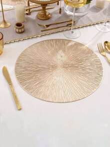 12 Stücke Set Goldfarbene Tischsets 38 cm Durchmesser, Untersetzer 10 cm Durchmesser (PVC) Material Heißprägung wasserdicht, Heißprägung Cut Out Untersetzer, waschbar, leicht zu reinigen, abwischbar, rutschfest, hitzebeständig, verwendet für Raumdekoration, Esszimmertischdekoration, Heimdekoration, geeignet für Feste, Partys, Geburtstage, Hochzeiten und Abendessen usw. - Verschiedenfarbig - Übersicht 8