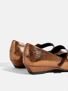 CUCCOO TILAWA Chaussures plates polyvalentes à bout pointu pour femmes - Bronze - Voir 5