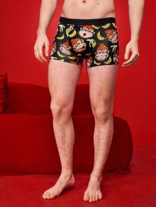 Notgurli Men's Casual Comfortable Monkey & Banana Print Boxer Briefs - Multicolor - View 3