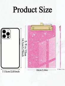 1pc Sparkling Glitter Acrylic Clipboard - PMMA Material, 6 Vibrant Colors (Blue, Pink, Green, Purple, Yellow, White) With Metallic Edges & Sparkling Glitter - Compact Portable Design For Classroom, Office, School, Notebooks & Journals - Multicolor - View 8